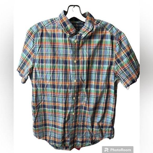 Ralph Lauren Other - Ralph Lauren Button Up Shirt Youth XL 18-20 Plaid Boys Short Sleeve 100% Cotton